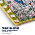 Lord Shri Krishna Playing Bansuri In Lotus Garden Pichwai Canvas Wall Painting
