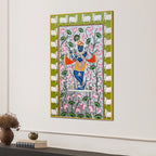 Lord Shri Krishna Playing Bansuri In Lotus Garden Pichwai Canvas Wall Painting