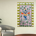 Lord Shri Krishna Playing Bansuri In Lotus Garden Pichwai Canvas Wall Painting