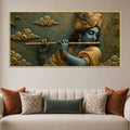 Lord Shri Krishna Playing Flute 3D Bas-Relief Type Canvas Wall Painting