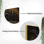 Lord Shri Krishna Playing Flute Black & Gold Metallic Look 3D Canvas Wall Painting