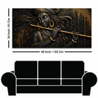Lord Shri Krishna Playing Flute Black & Gold Metallic Look 3D Canvas Wall Painting