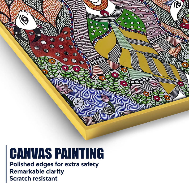 Lord Shri Krishna Playing Flute Under Tree Canvas Wall Painting