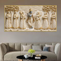 Lord Shri Krishna Playing Flute with Gopis 3D Canvas Wall Painting