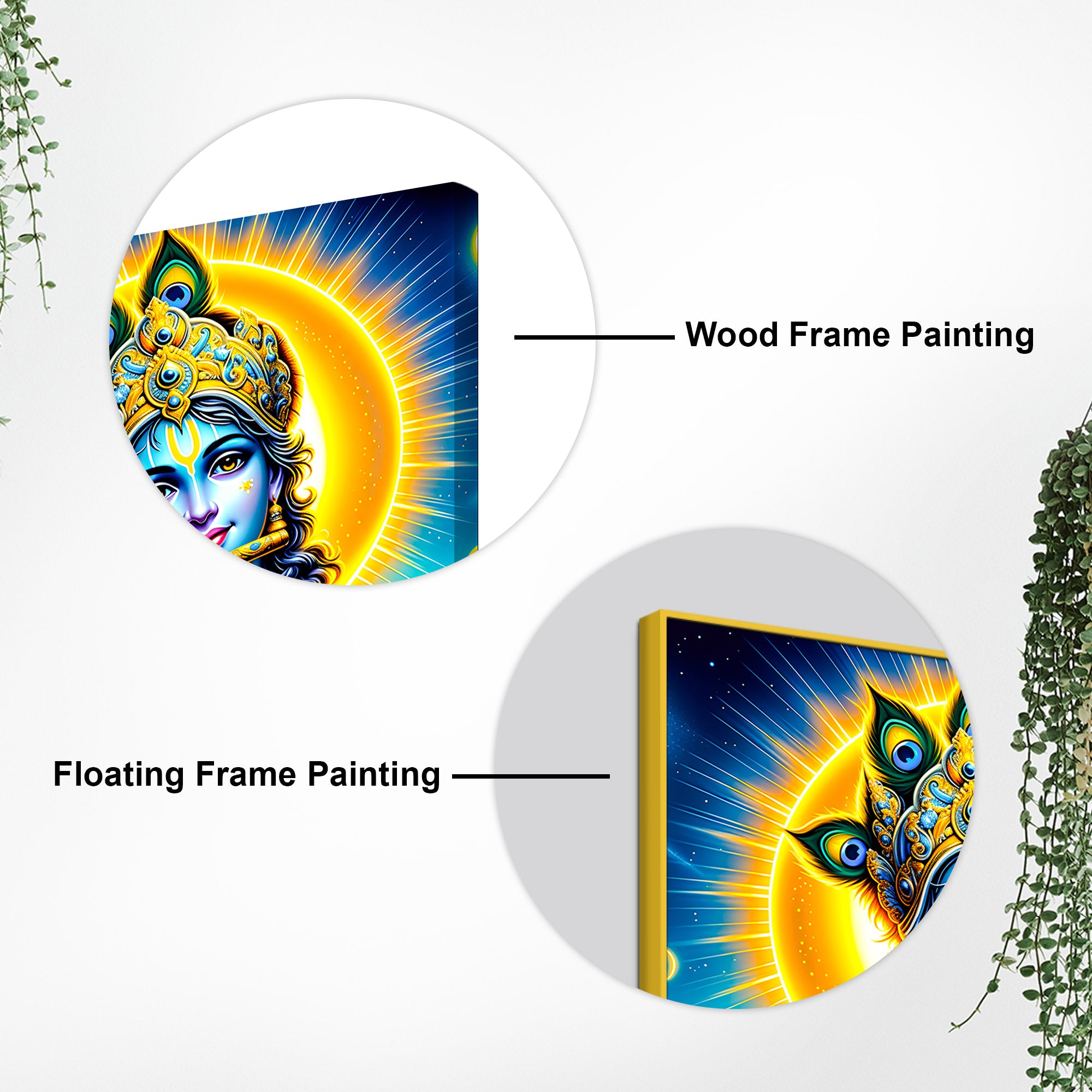 Lord Shri Krishna Playing Golden Flute Portrait Art – Modern Spiritual Canvas Wall Painting