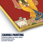 Lord Shri Krishna Playing Murli with Cows Pichwai Canvas Wall Painting