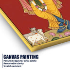Lord Shri Krishna Playing Murli with Cows Pichwai Canvas Wall Painting