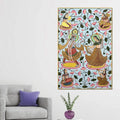 Lord Shri Krishna & Radha Dancing with Gopis Pichwai Canvas Wall Painting