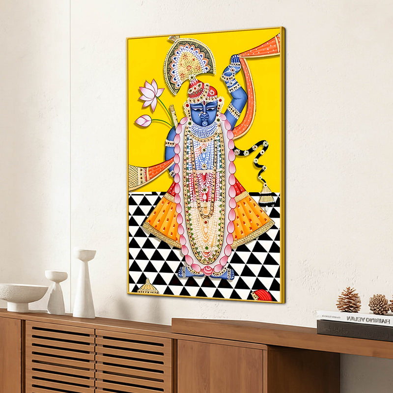 Lord Shri Krishna Shreenathji Traditional Pichwai Canvas Wall Painting