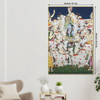 Lord Shri Krishna with Cows Traditional Indian Pichwai Canvas Wall Painting