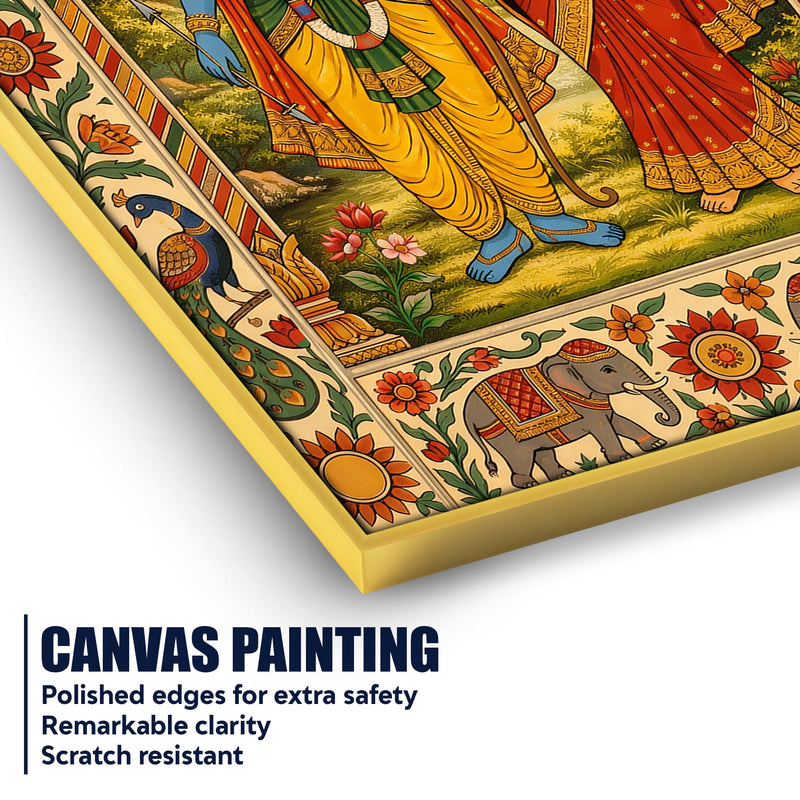 Lord Shri Ram and Mata Sita Divine Canvas Wall Painting