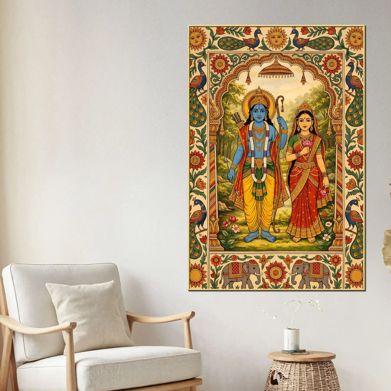 Lord Shri Ram and Mata Sita Divine Canvas Wall Painting