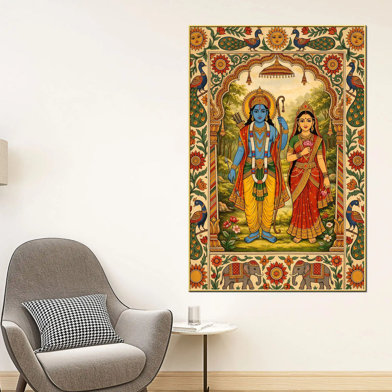 Lord Shri Ram and Mata Sita Divine Canvas Wall Painting