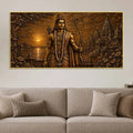 Lord Shri Ram and Sacred Temple Metallic Look 3D Canvas Wall Painting