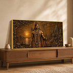 Lord Shri Ram and Sacred Temple Metallic Look 3D Canvas Wall Painting