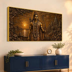 Lord Shri Ram and Sacred Temple Metallic Look 3D Canvas Wall Painting