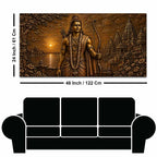 Lord Shri Ram and Sacred Temple Metallic Look 3D Canvas Wall Painting