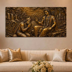 Lord Shri Ram Blessing Lord Hanuman Metallic Look 3D Canvas Wall Painting
