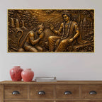 Lord Shri Ram Blessing Lord Hanuman Metallic Look 3D Canvas Wall Painting
