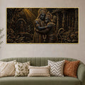 Lord Shri Ram & Hanumanji Divine Embrace Metallic Look 3D Canvas Wall Painting