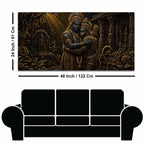 Lord Shri Ram & Hanumanji Divine Embrace Metallic Look 3D Canvas Wall Painting