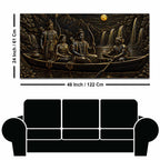 Lord Shri Ram Maa Sita & Lakshman River Journey Metallic Look 3D Canvas Wall Painting