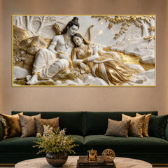 Lord Shri Ram & Mata Sita Sacred Love 3D Canvas Wall Painting