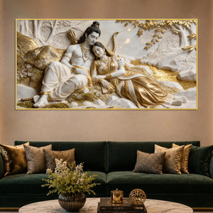Lord Shri Ram & Mata Sita Sacred Love 3D Canvas Wall Painting