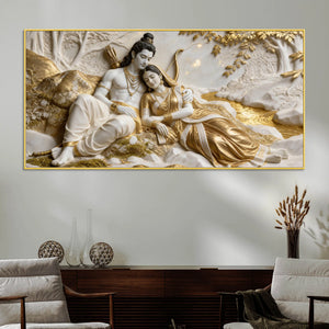 Lord Shri Ram & Mata Sita Sacred Love 3D Canvas Wall Painting