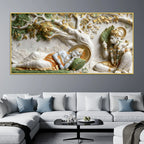 Lord Shri Ram Resting Under the Divine Tree with Shri Hanumanji 3D Canvas Wall Painting