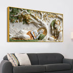 Lord Shri Ram Resting Under the Divine Tree with Shri Hanumanji 3D Canvas Wall Painting