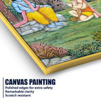 Lord Shri Ram Sitting Under Tree with Shri Hanuman Devotional Canvas Wall Painting