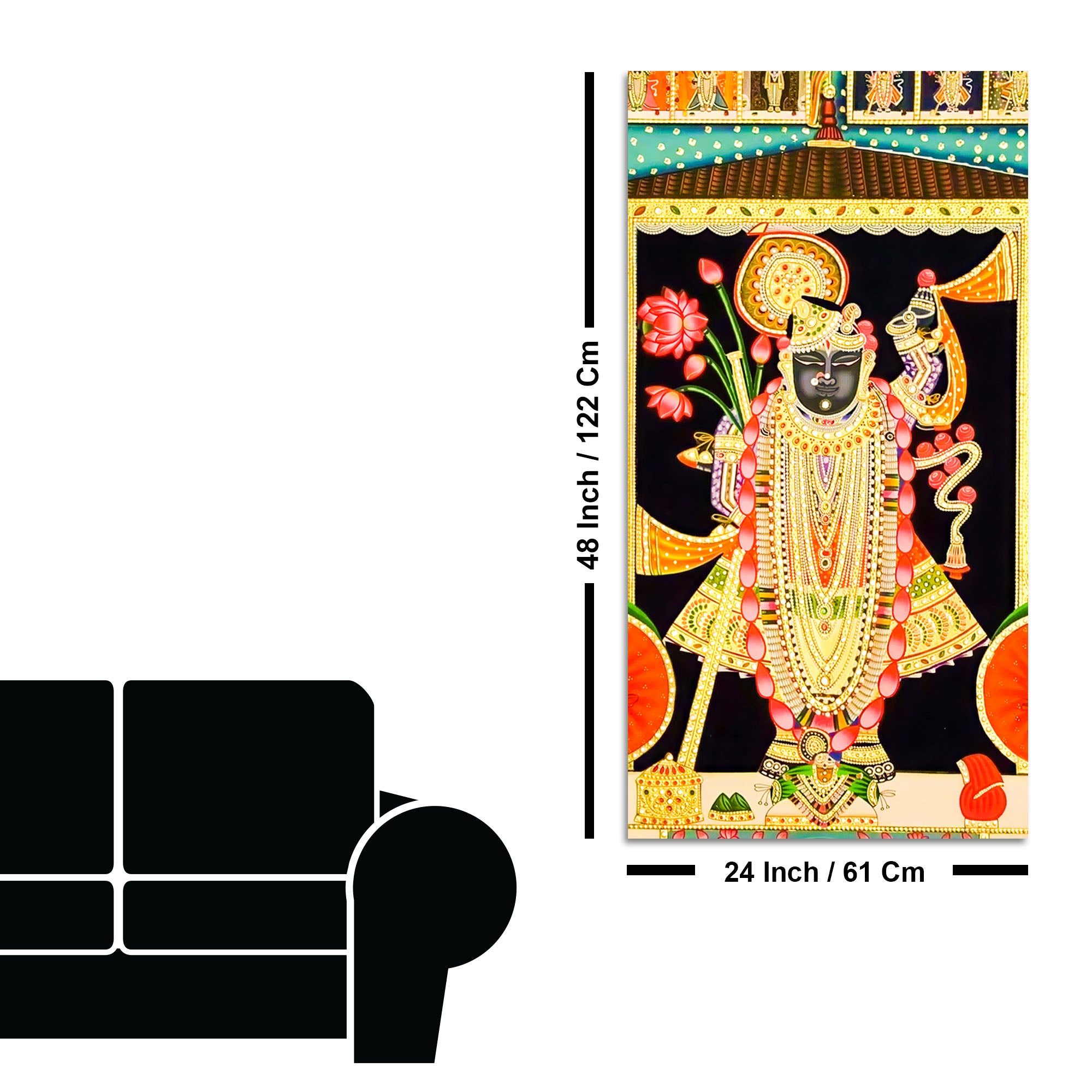 Lord shrinath Ji Canvas Painting | Traditional Hindu Wall Art for Home Decor