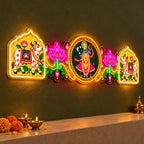 Lord Shrinath Ji Multicolor Neon LED Wall Light with Cow & Lotus Design for Home & Temple