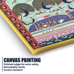 Lord Shrinath Ji with Dancing Peacocks Pichwai Style Canvas Wall Painting