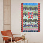Lord Shrinath Ji with Dancing Peacocks Pichwai Style Canvas Wall Painting