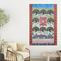 Lord Shrinath Ji with Dancing Peacocks Pichwai Style Canvas Wall Painting