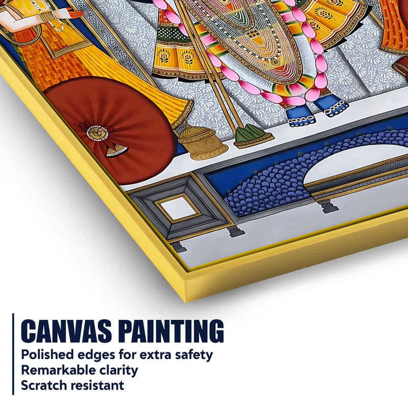 Lord Shrinath Ji with Devotees Traditional Canvas Wall Painting