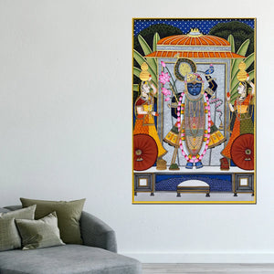 Lord Shrinath Ji with Devotees Traditional Canvas Wall Painting