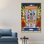 Lord Shrinath Ji with Devotees Traditional Canvas Wall Painting