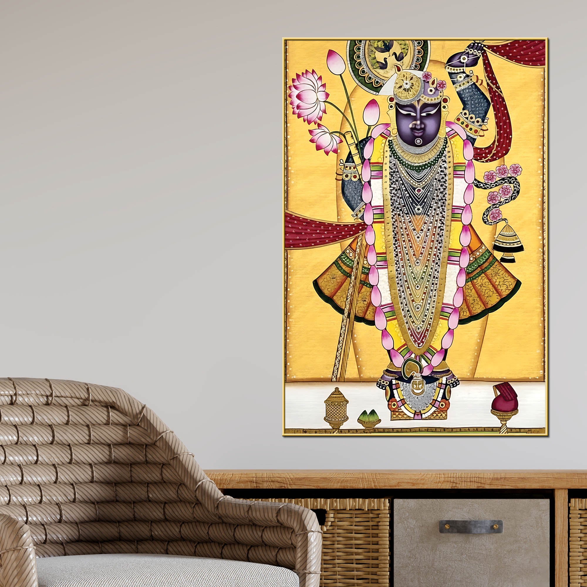Lord Shrinathji Canvas Painting | Traditional Pichwai Wall Decor