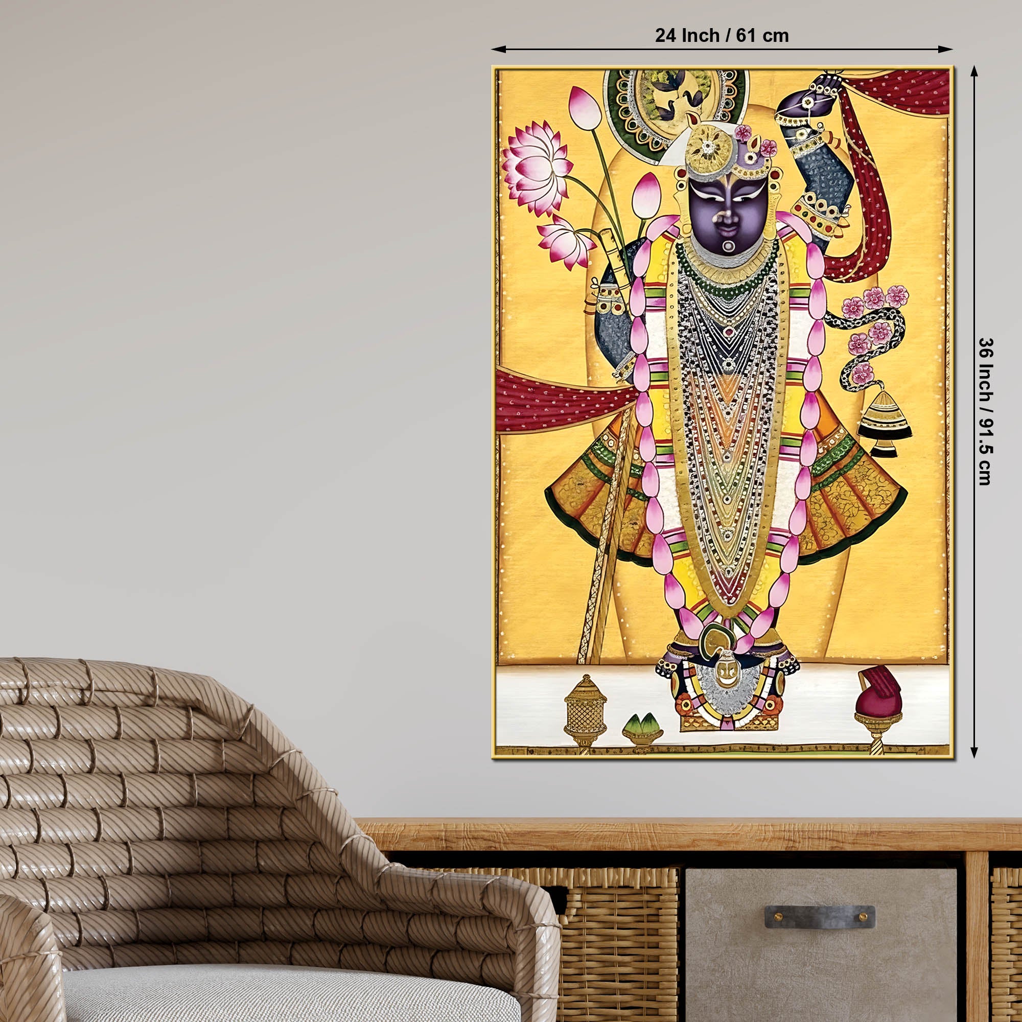 Lord Shrinathji Canvas Painting | Traditional Pichwai Wall Decor