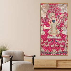 Lord Shrinathji Canvas Wall Art Painting | Traditional Pichwai Wall Decor for Home