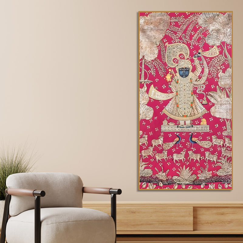 Lord Shrinathji Canvas Wall Art Painting | Traditional Pichwai Wall Decor for Home
