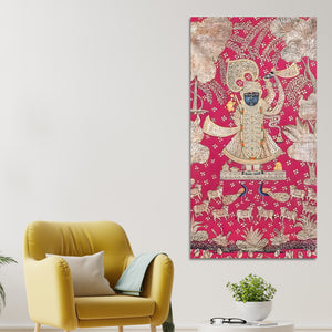 Lord Shrinathji Canvas Wall Art Painting | Traditional Pichwai Wall Decor for Home