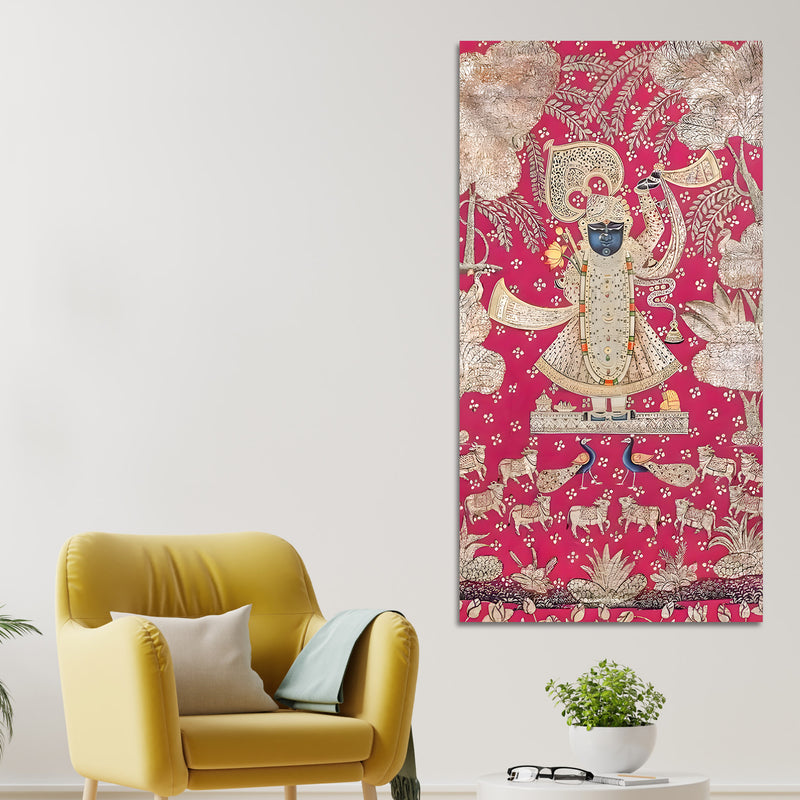 Lord Shrinathji Canvas Wall Art Painting | Traditional Pichwai Wall Decor for Home