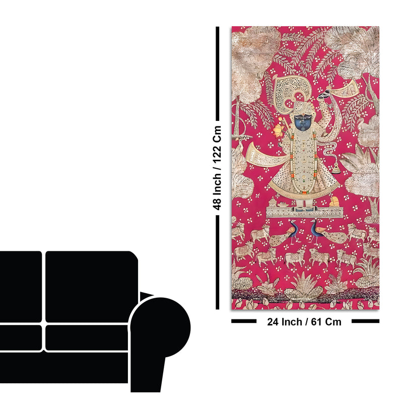 Lord Shrinathji Canvas Wall Art Painting | Traditional Pichwai Wall Decor for Home