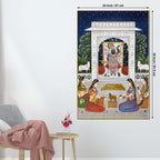 Lord Shrinathji Devotional Seva Scene Pichwai Canvas Wall Painting