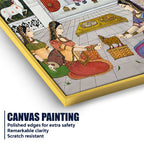 Lord Shrinathji Devotional Seva Scene Pichwai Canvas Wall Painting