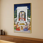 Lord Shrinathji Devotional Seva Scene Pichwai Canvas Wall Painting